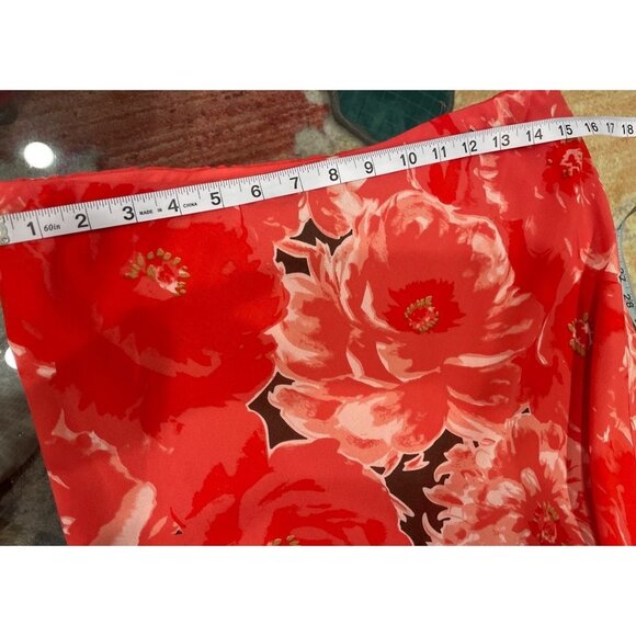 Elizabeth Dalton Red Floral Patterned Flared Hem Long Skirt Sz 10 - Picture 7 of 9